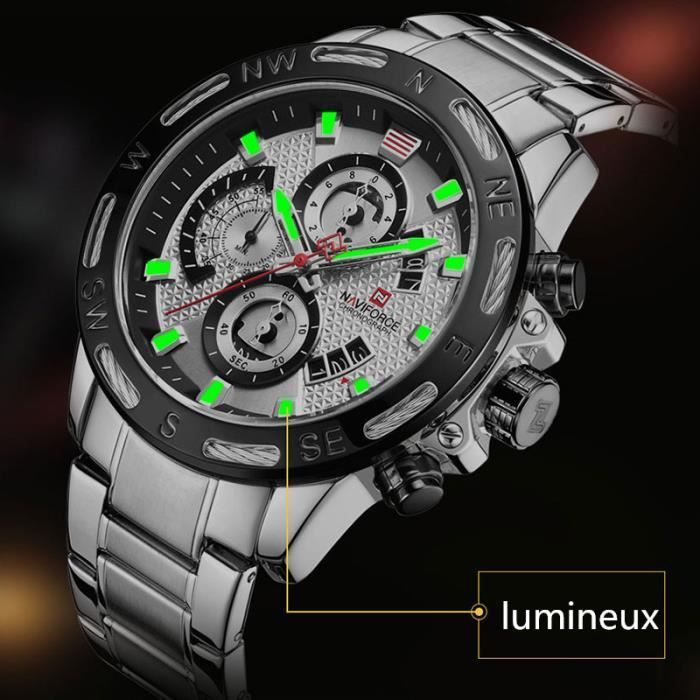 montres pour hommes naviforce top luxe hommes en acier inoxydable montre à quartz homme sport chronographe montre-bracelet