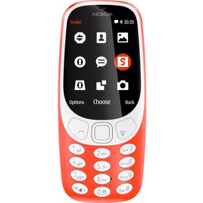 Vente T&eacute;l&eacute;phone portable Nokia 3310, Barre, Double SIM, 6,1 cm (2.4"), 2 MP, 1200 mAh, Noir, Gris, Rouge pas cher