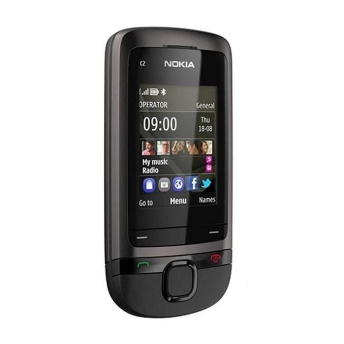 Nokia Téléphone remis à neuf C2-05 noir 64 Mo en QQ, Twitter, Facebook, micro-blog