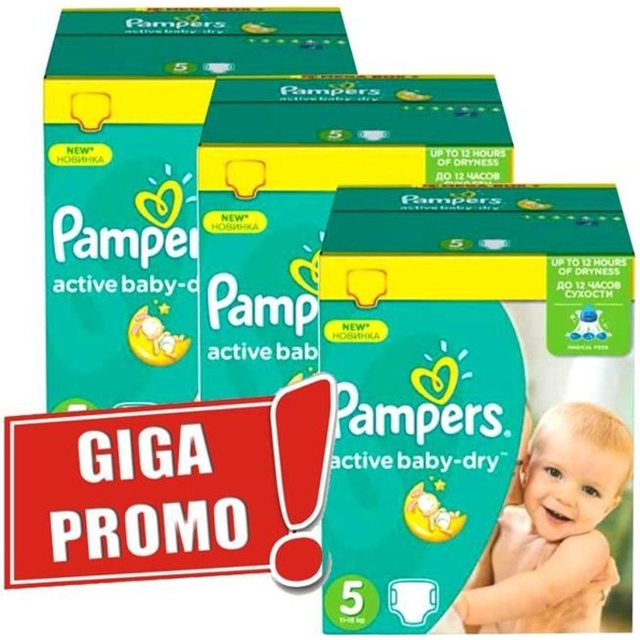 Pampers Taille 5 252 couches bébé active baby dry Cdiscount