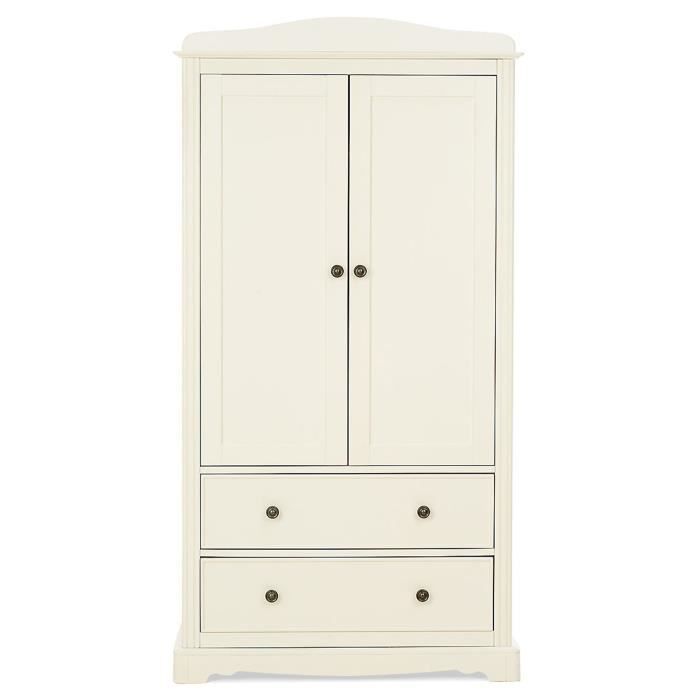 Armoire Enfant En Bois De 2 Portes Et 2 Tiroirs Coloris Creme
