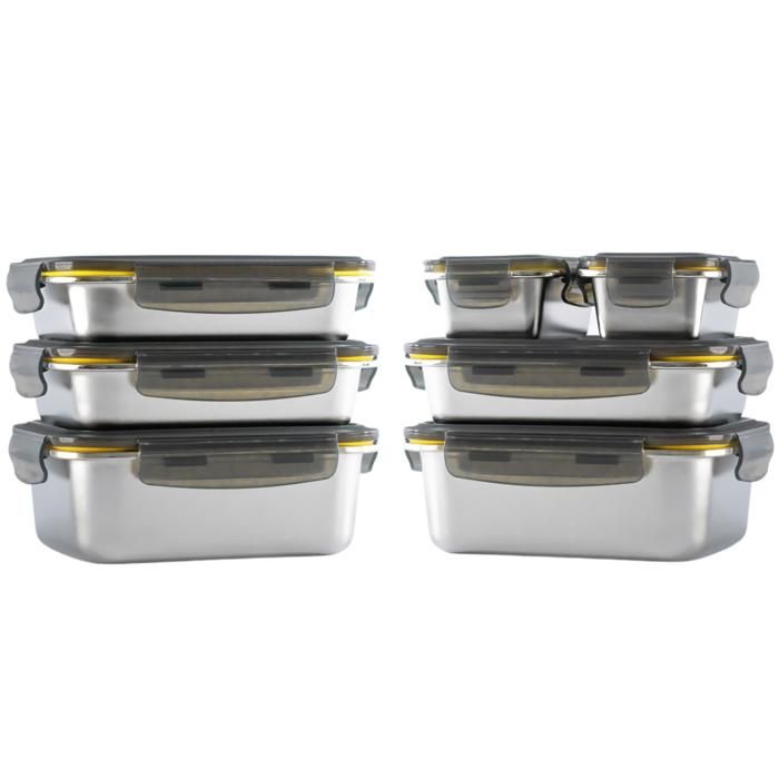 Lot de 7 boites alimentaires en inox - MetalShock
