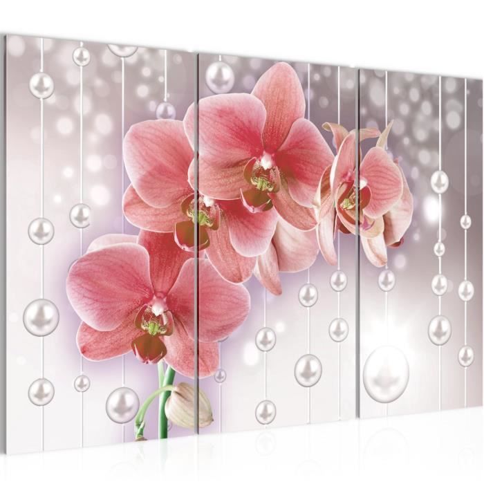 Runa Art Tableau Mural XXL Fleurs Orchidée 200 X 80 Cm Marron Beige 5
