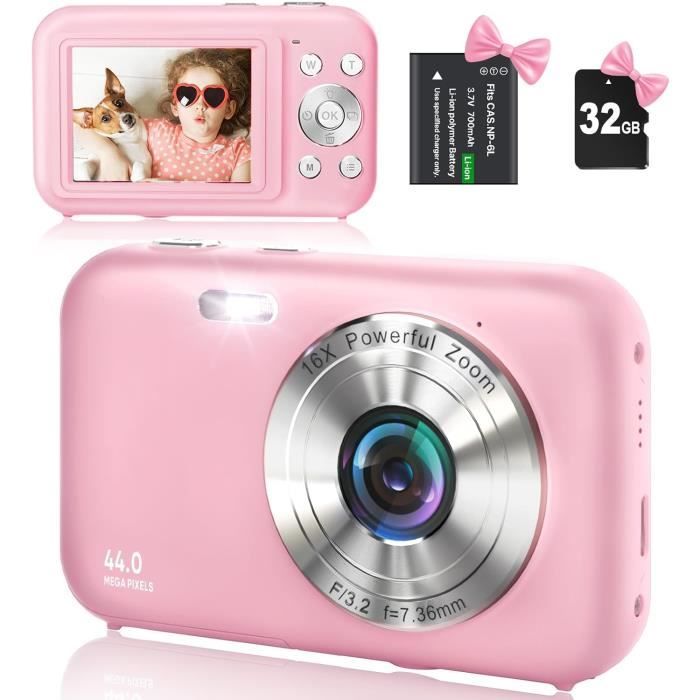 Appareil Photo Numérique Enfant 1080P Milgeo - Caméra HD 2.0" Avec Carte 32Go (Rose)