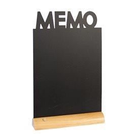 Ardoise silhouette MEMO de table Securit® avec base en bois + 1 feutre-craie liquide Blanc - 34,5x21x6cm