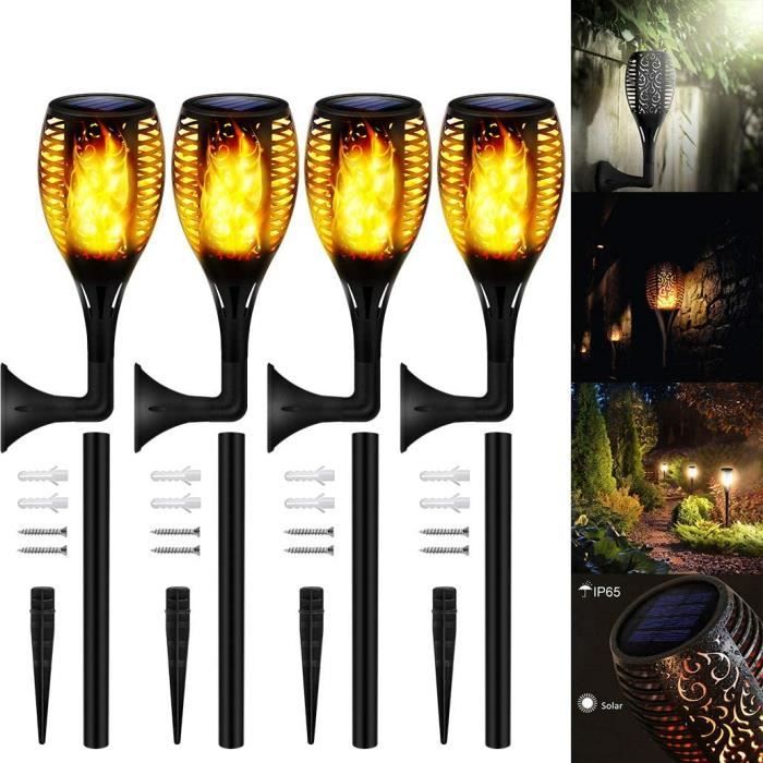Stillcool® 4pcs 33 LED Lampe de Jardin Solaire Applique flamme multifonction décoration patio imperméable