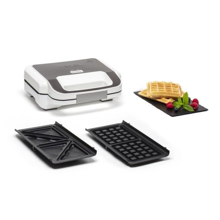 TEFAL Appareil à croque, Puissance 850 W, Plaques gaufre et croque extra-larges, Rangement vertical, Snack XL SW701110