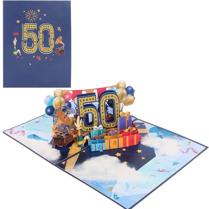 Carte Anniversaire 3D Pop-up Avec Gâteau Et Ballons - Scène Fête Surprise, Inclut Enveloppe Et Carte Manuscrite