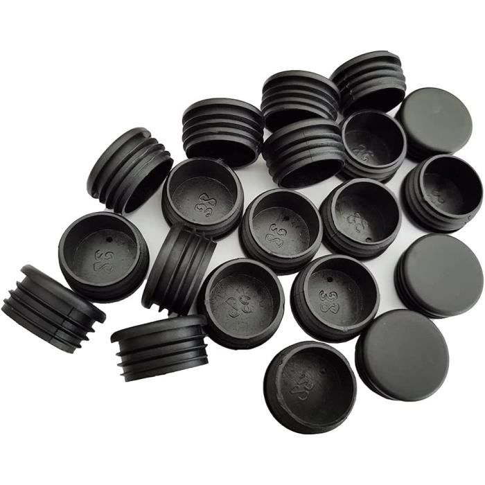 Lot De 40 Bouchons à Ailettes Ronds Protection Pied De Chaise 22MM Bouchon En Plastique Rond Bouchon Dextrémité De Tube Noir Glisse Meubles Chaise Bouchons En Plastique,Convient Chaises, Canapés