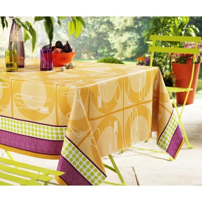 Nappe Table Rectangulaire 6 Couverts Toile Ciree 140 X 200 Cm Anti