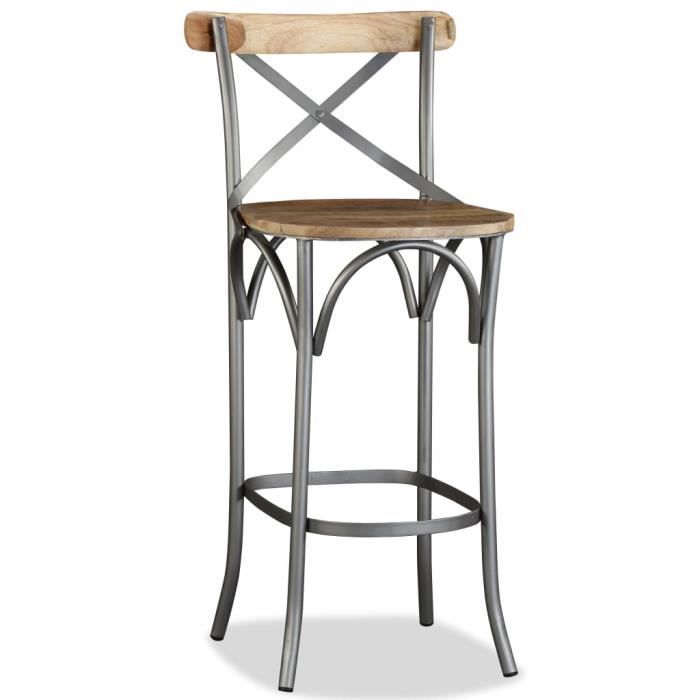JGR*213 Tabouret de bar Bois de manguier massif Fonctionnel Qualité supérieure