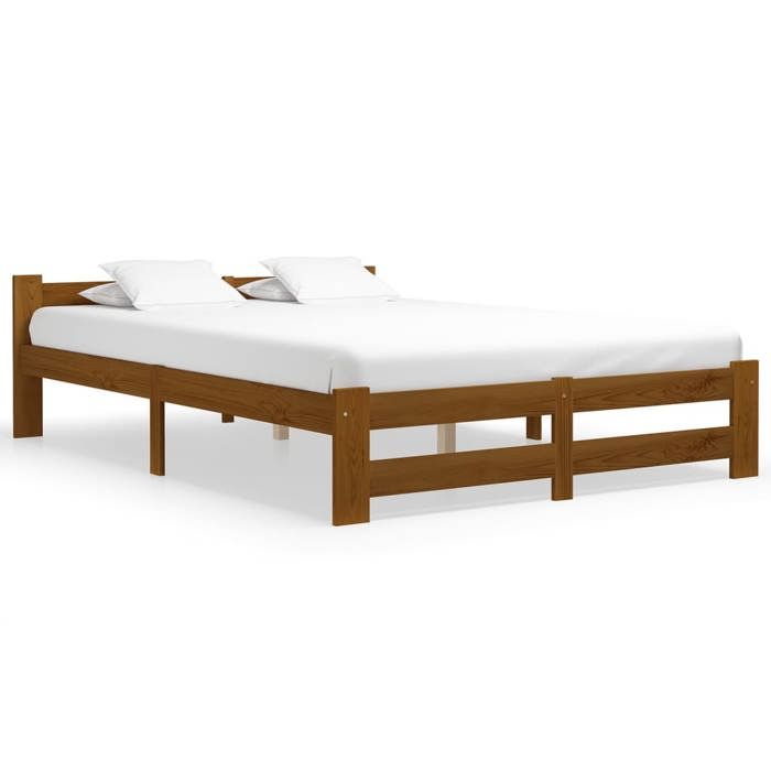vidaXL Cadre de lit sans matelas marron miel pin massif 160x200 cm 322009