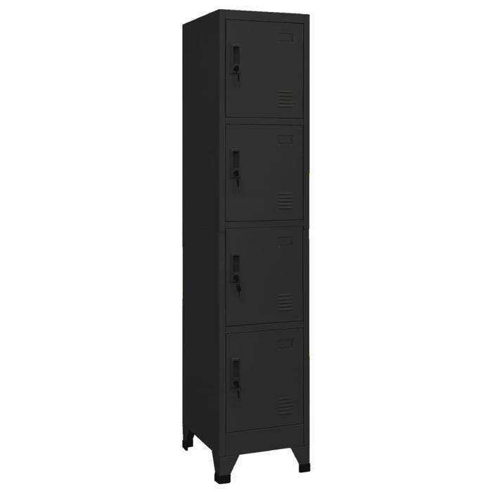 vidaXL Armoire à Casiers Classeur Meuble de Rangement dEquipements de Sport Produits de Nettoyage Intérieur Bureau Noir 339786