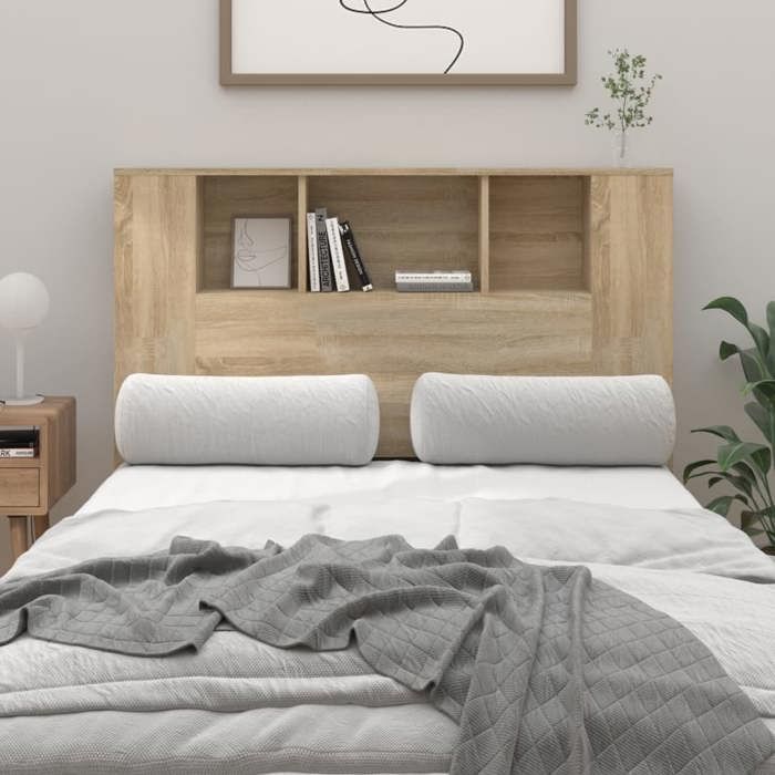 Armoire Tête De Lit VidaXL 120x19x103.5cm - Rangement Complément Lit Avec 4 Compartiments