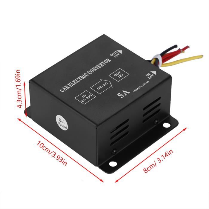 Convertisseur DC 24V Vers 12V 40A 480W - Transformateur Abaisseur Pour Camion/voiture, Alimente Autoradio, GPS, Subwoofer - 12