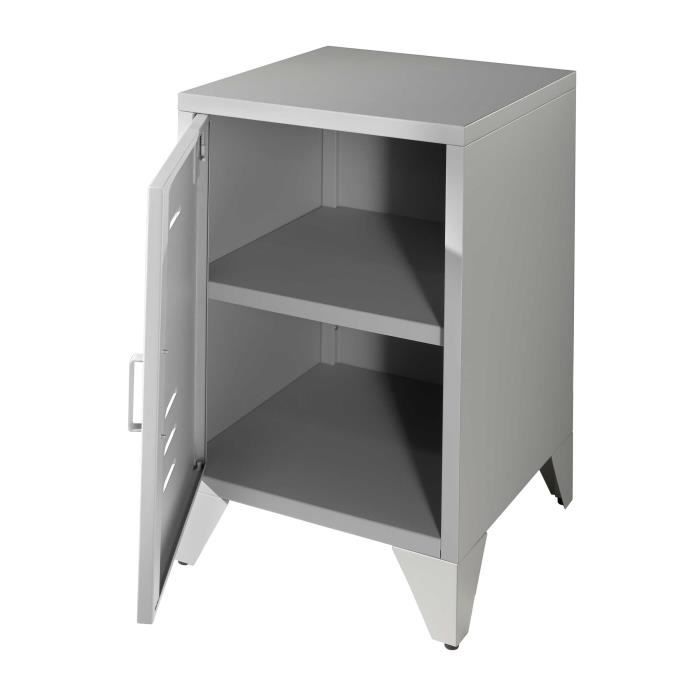 table de chevet bronxx - vipack - gris mat - industriel - loft - 1 étagère - 40x40x60 cm