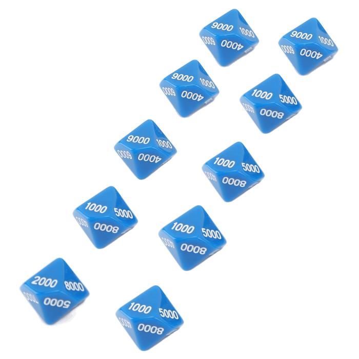 10 PCS Dés,16mm D6 Dé En Acrylique,Dés Bleu-Violet Avec Sac