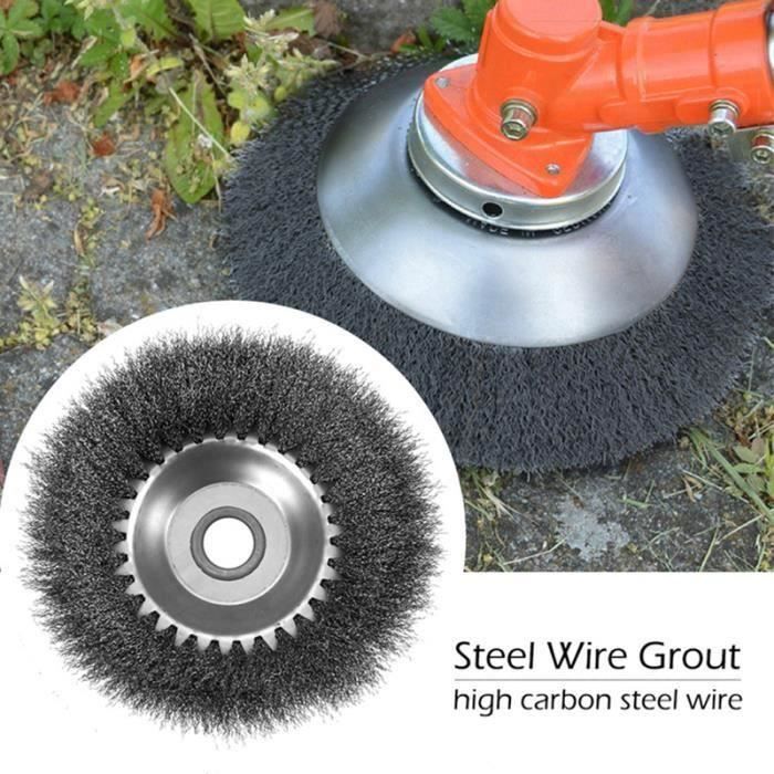 Tête de Débroussailleuse en Fil d'Acier Solide Noué 150mm pour Tondeuse à Gazon - Plateau de Désherbage de Jardin et Mauvaises Herbes, Brosse Rotative de Remplacement pour Tonte