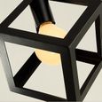 Lustre Rétro Plafonnier Cage Cube Noir Suspensions Luminaire Vintage en Métal pour Salon, Chambre, Salle-1