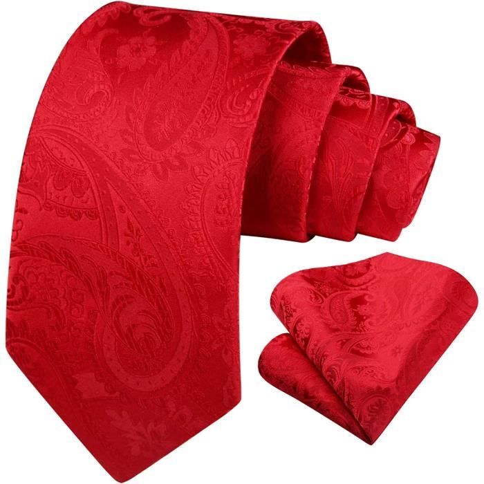 Set Cravate Et Pochette HISDERN - Soie Et Polyester - Motif Paisley - Idéal Mariage Ou Cérémonie