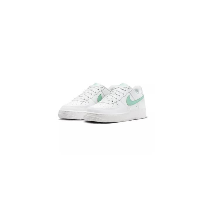Basket Nike AIR FORCE 1 Junior Fille Blanc Vert Cuir Lacets