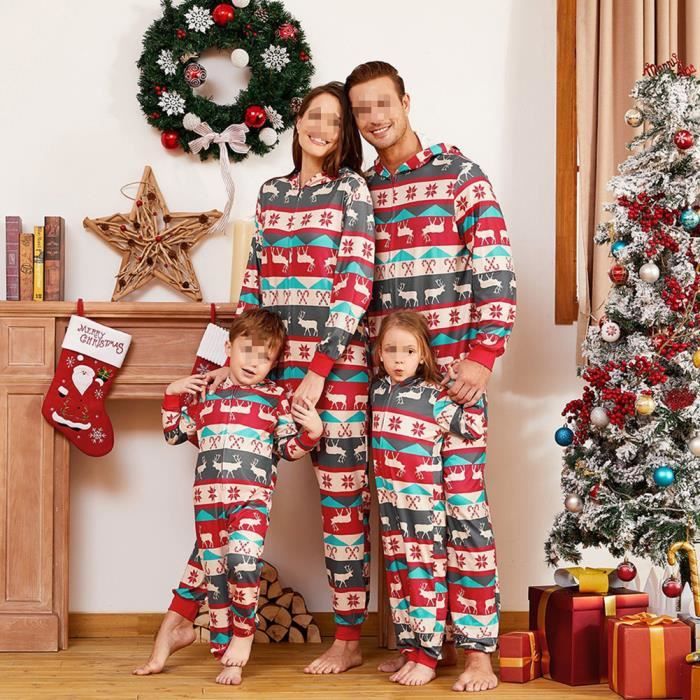 Pyjama Famille de Noel Famille Pyjama Une Piece a Glissiere Chaud Vetement de Nuit de Noel Grenouilleres de Noel pour Famile Maman Maman Cdiscount Pret a Porter