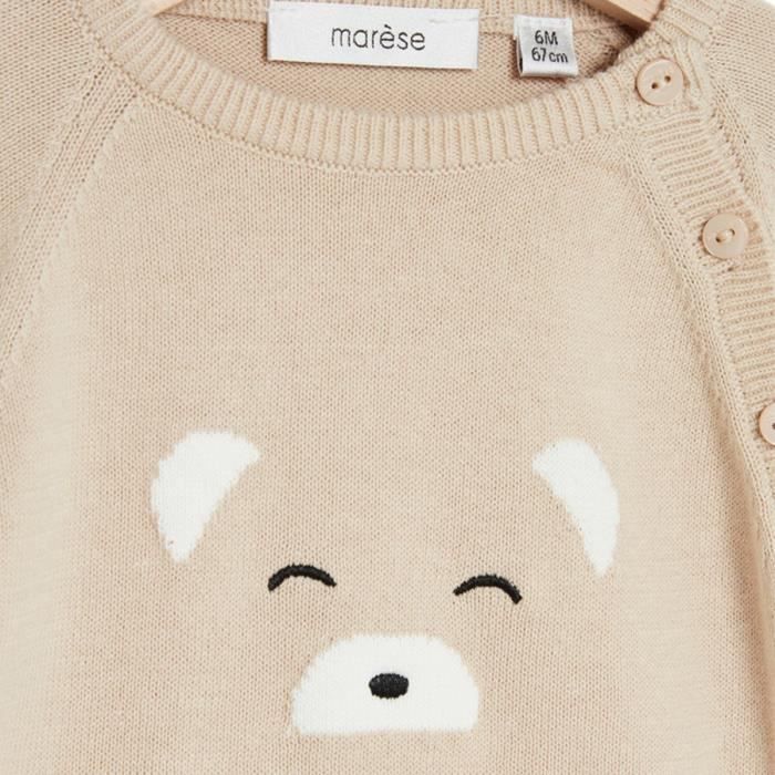 MARESE Milk Caramel Ensemble tricot 2 pieces pour Bebe Garcon 0 mois Motif Petit Ourson Beige Nougat Beige nougat Cdiscount Pret a Porter