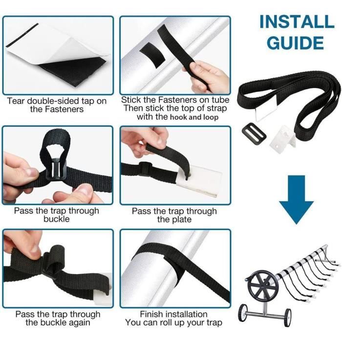 Set de 8 Sangles de Maintien, Fixation pour bâche Solaire de Piscine