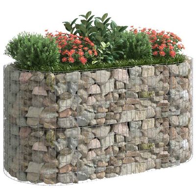 VidaXL Lit Surélevé à Gabion 360x30x10cm - Acier Galvanisé - Pour Jardin, Terrasse - Remplissage Pierres