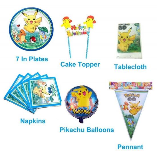 Magichui Decoration De Fete D Anniversaire Pour Enfants Pokemon Assiettes Tasses Nappes De Table Avec Pack Ballon Gratuit 30 Achat Vente Kit De Decoration Cdiscount