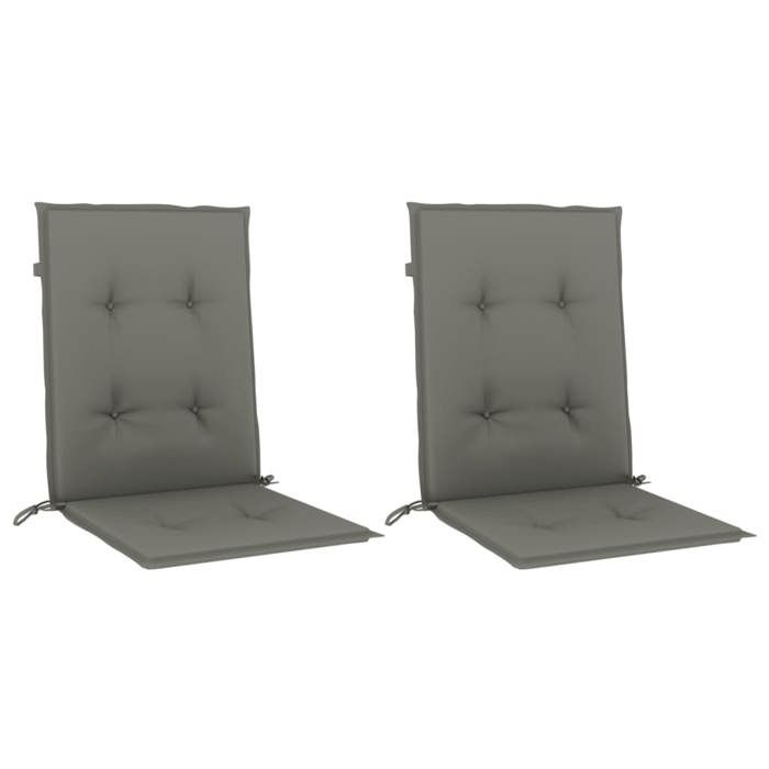 Lot De 2 Coussins De Chaise à Dossier Bas VidaXL – 100x50x4 Cm – Tissu Polyester – Rembourrage Fibre De Mousse – Gris Foncé – Pour Terrasse, Jardin, Intérieur