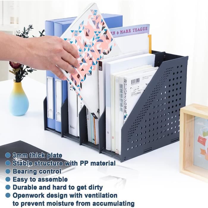 Porte Revues Pliable Porte Revue Bureau Avec 4 Compartiments 