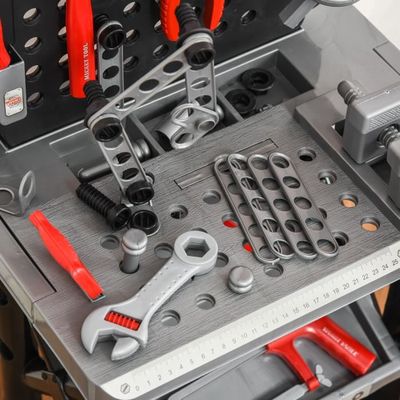 HOMCOM Etabli et outils pour enfant - jeu d'imitation bricolage - nombreux  accessoires plus de 50 pièces & outils variés - PP noir gris rouge pas cher  