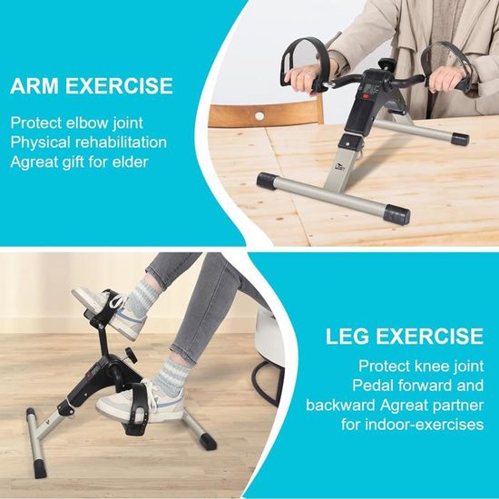 Mini Vélo D'Appartement Pliable - Pédalier Bras & Jambes Avec Écran LCD, Résistance Réglable, Compact Et Transportable Pour Maison Ou Bureau