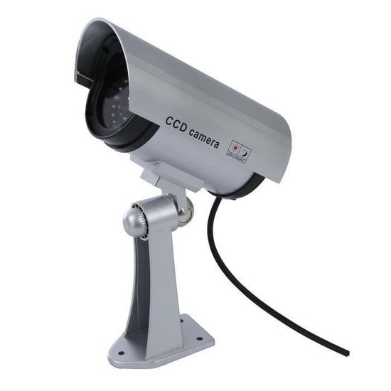 Dummy Caméra factice avec objectif de vidéosurveillance de sécurité pour marchandises avec lumière LED rouge pour mur blanc 
