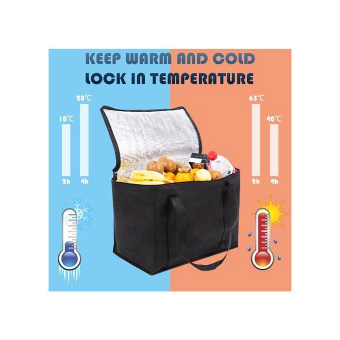 Grand sac isotherme pliable 35 l - Sac isotherme pour voiture - Sac isotherme pour pique-nique (41 x 26 x 33 cm
