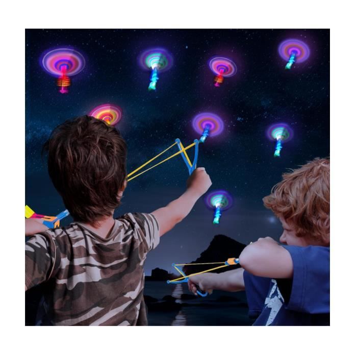 Lot De 12 Hélicoptères Volants LED – Lumière Rouge/bleue, S’élance Jusqu’à 50 M