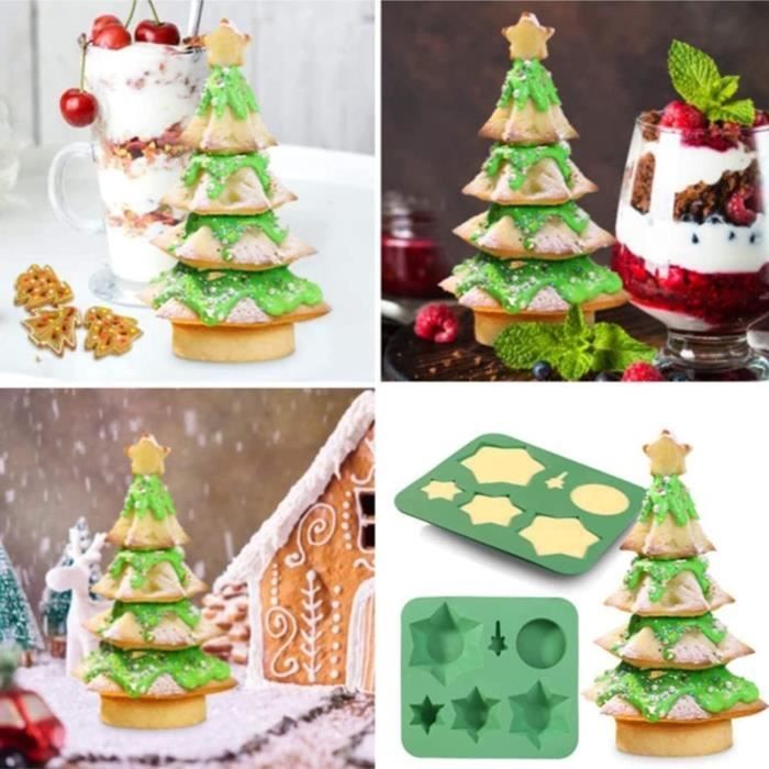 Moule à Biscuits Sapin De Noël 3D En Silicone - 9 Cavités - Pour Chocolat, Pâte à Sucre, Résine Alimentaire - 9
