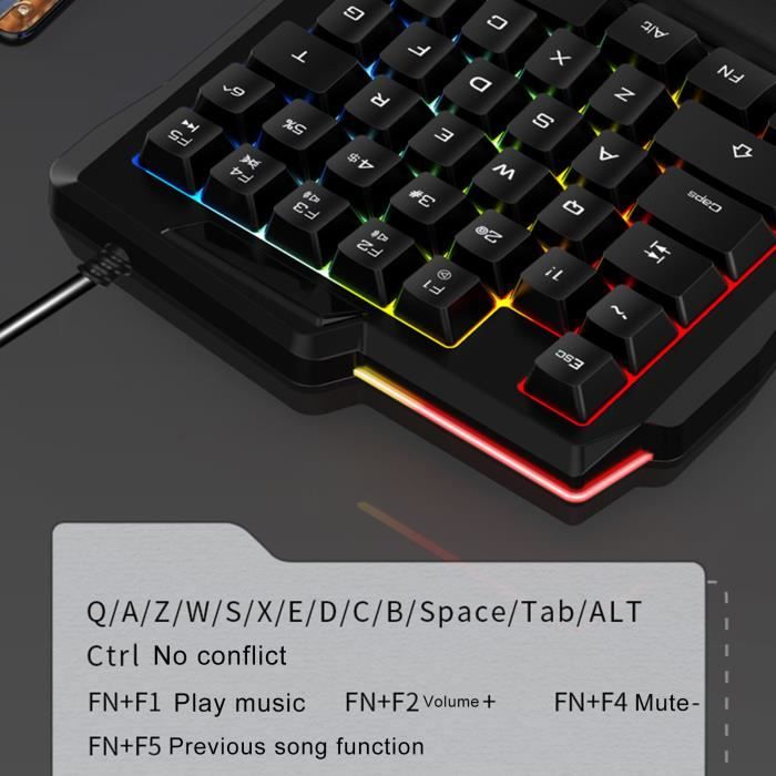 Une main mécanique clavier de jeu rgb rétro-éclairé portable mini 35key  clavier de jeu contrôleur de jeu pour pc pour ps4 xbox gamer