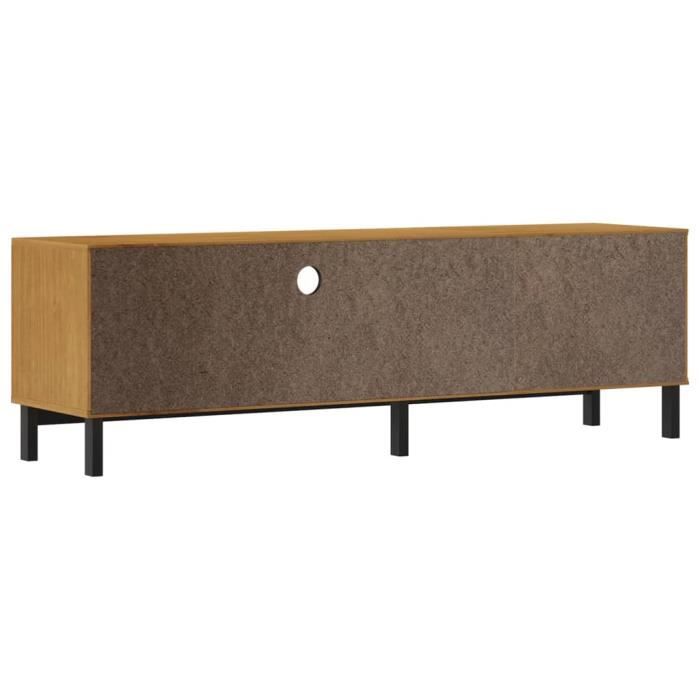 Meuble TV FLAM En Pin Massif – 110x40x50 Cm – Bois Naturel Brun