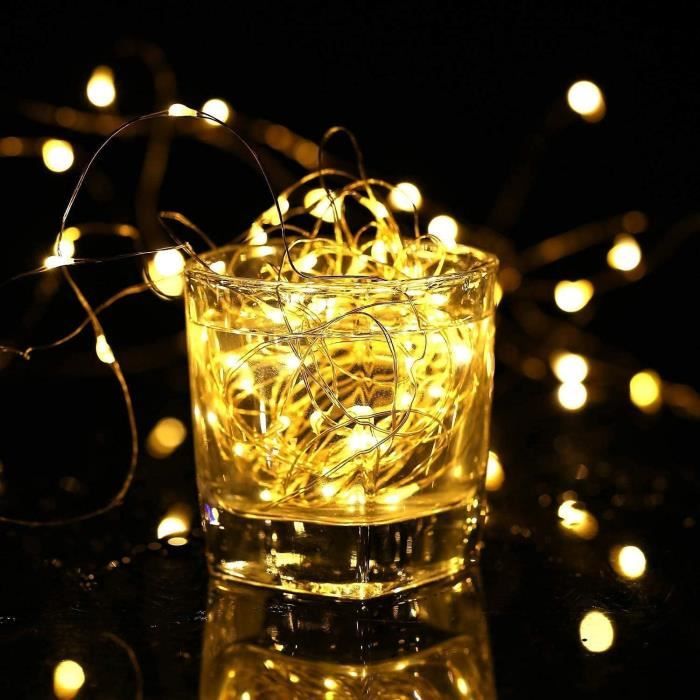 15 Guirlandes Lumineuses LED à Piles - 2 Mètres, 20 LEDs Blanc Chaud, 3 Modes - Idéal Pour Décorer Bouteilles, Cadeaux, Mariages, Fêtes