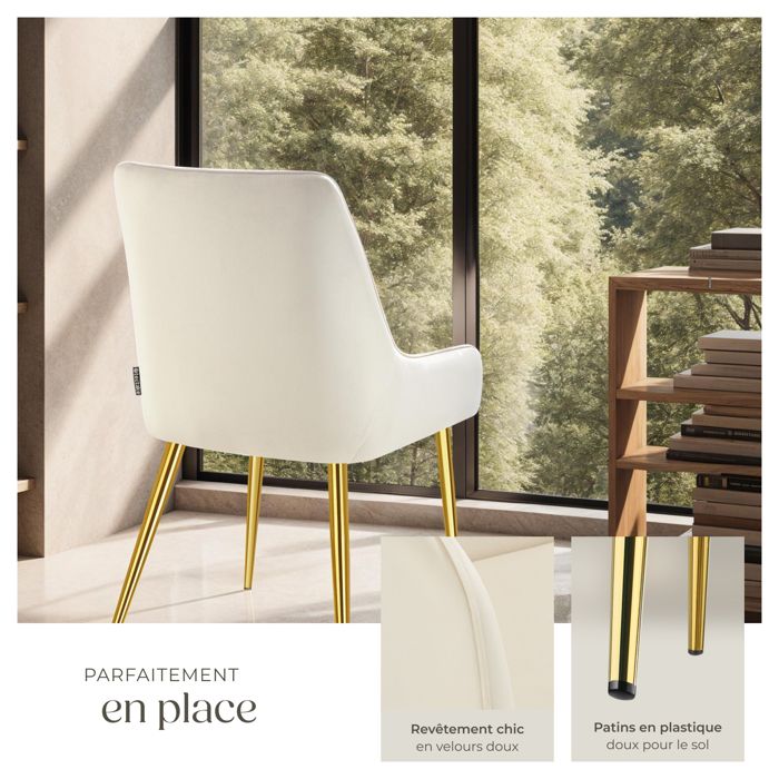 Lot De 4 Chaises De Salle à Manger Design Scandinave – Assise Rembourrée, Pieds En Bois Massif