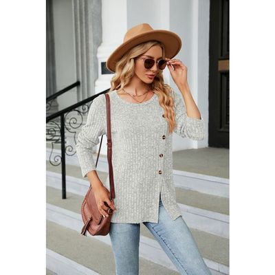 PANOZON Pull Femme Col Carré Tricoté Doux – Sweater Lâche Manches Longues Chandail Casual Confortable