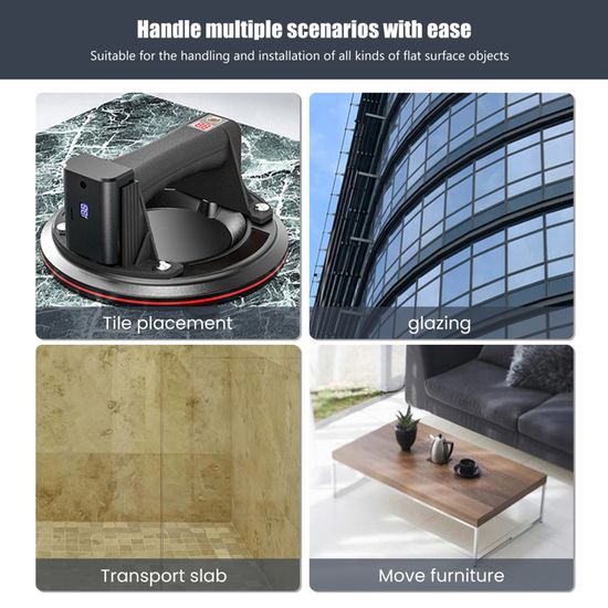Ventouse électrique 2800 mAh for carrelage en verre, 8 pouces, capacité de charge de 200 kg, ventouse industrielle avec pompe à air,Gain De Temps Et D'Efforts(Black Paper Box