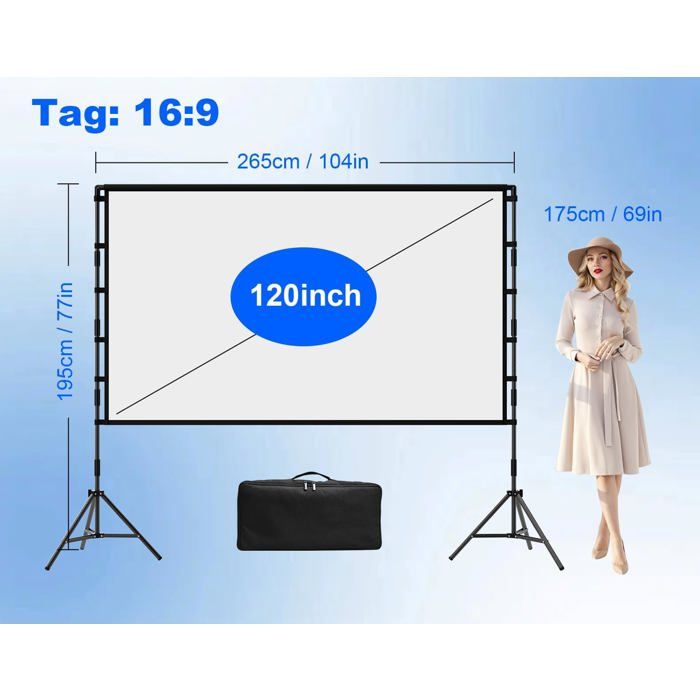 Back Project Screen Projection Screen And Stand, Black Projector Screen With Stand ...
