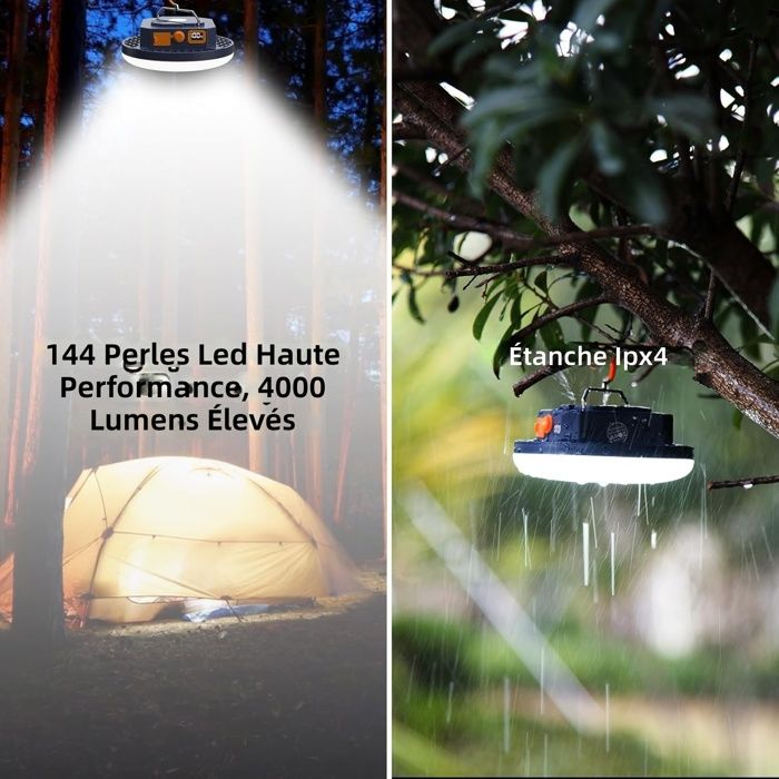 Lampe de Camping Rechargeable Controle Vocal 4000LM Etanche IPX4 pour Tente Urgence - Sport Lampe de Camping Rechargeable Controle Vocal 4000LM Etanche IPX4 pour Tente Urgence - Sport