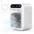 Climatiseur portable silencieux-Rafraîchisseur d'air 500 ml-2 vitesses-Brumisation ultrasonique-Rechargeable USB Type-C