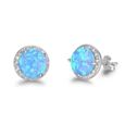 Fashion Jewelry Silver bleu imitation opale Trois Rond Pendentif Boucles D/'oreilles Clou