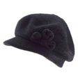 1 casquette - chapeau - Noir - Femme - Taille unique - 70% laine - 30% acrylique - doublé fausse fourrure-0