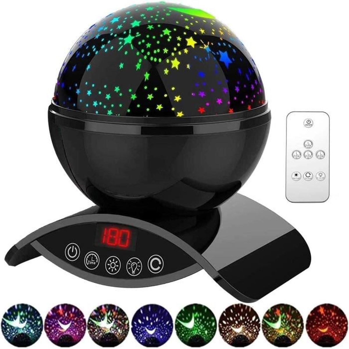 Veilleuse Enfant LED Lampe Projecteur Ciel Etoile 360°Rotation Lampe de Chevet avec 8 Couleurs et Auto Shut-Off Veilleuse Bebe pour Chambre Anniversaire Soirée Noël Veilleuse Enfant LED Lampe Projecteur Ciel Etoile 360°Rotation Lampe de Chevet avec 8 Couleurs et Auto Shut-Off Veilleuse Bebe pour Chambre Anniversaire Soirée Noël